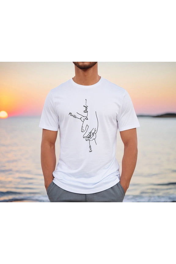 Dad Names Father Hands Personalized Gift From Daughter Son T-shirt