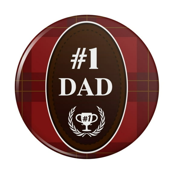 Dad Number One Best Father Plaid Kitchen Refrigerator Locker Button Magnet