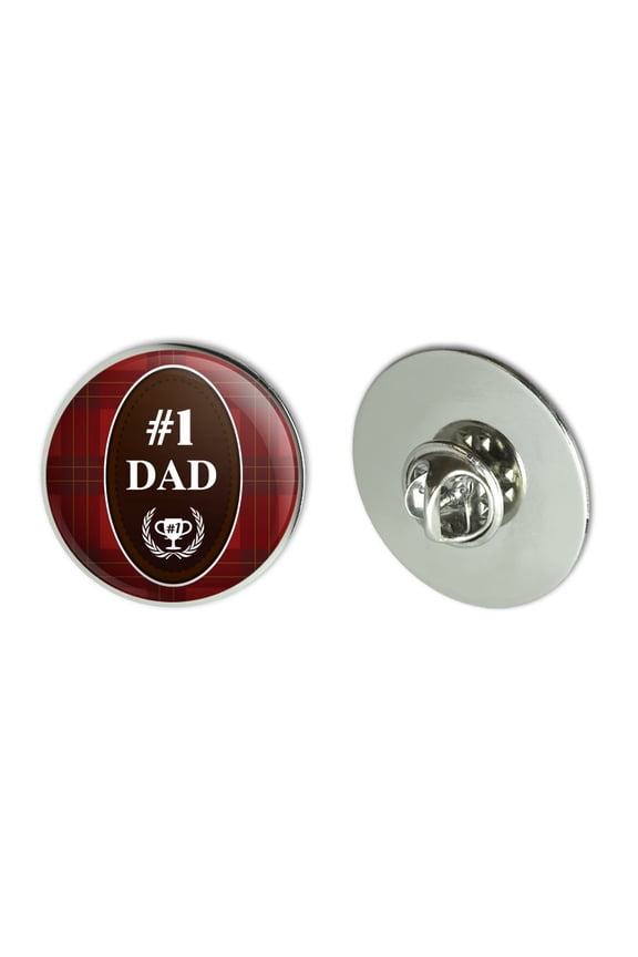 Dad Number One Best Father Plaid Metal 1.1" Tie Tack Hat Lapel Pin Pinback