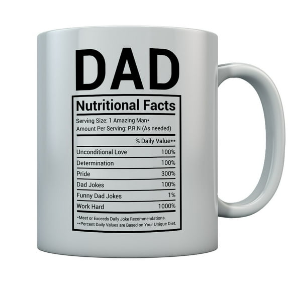 Tstars Dad Nutritional Facts Ceramic Coffee Mug, 15 Oz – Funny Father's Day, Birthday, Gift from Daughter or Son