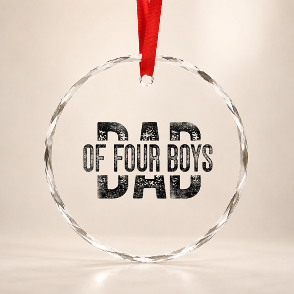 Dad Of Four Boys Gifts Daddy Of 4 Sons Father'S Day Glass Ornament