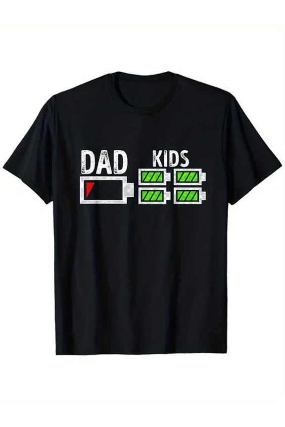 Dad Of Four Low Battery Funny Father Of 4 Dad T-Shirt, Unisex S-5XL Hot Trending Shirt, Vintage Birthday Gift