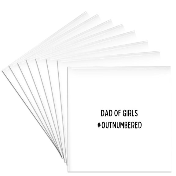 3drose, Dad of Girls Hashtag Outnumbered, Set of 8 Ceramic Tile Coasters