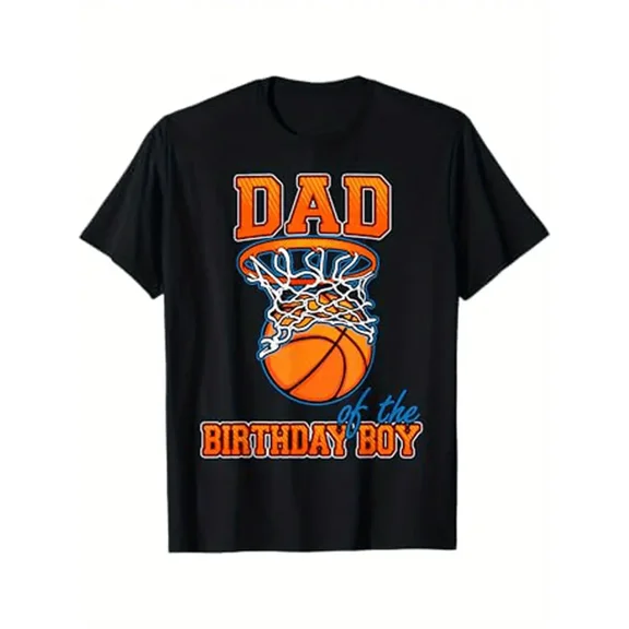 Dad Of The Birthday Boy Basketball Birthday Family Matching T Shirt Heat Transfer Cartoon gifts for Family Classic Black, Allseason Tshirt