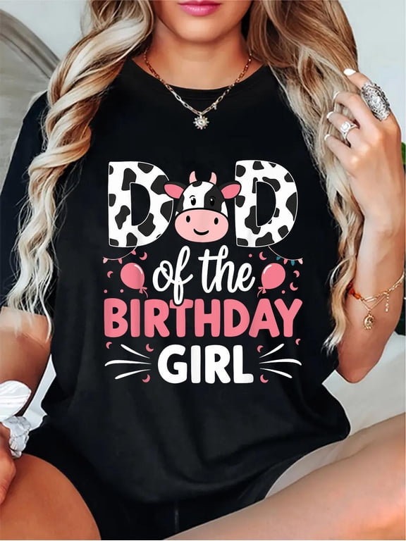 Dad Of The Birthday Girl Cow Father Daddy T-Shirt