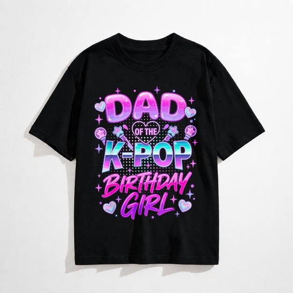 Dad Of The K-Pop Birthday Girls Graphic T-Shirt, Korean Music Lover Tee