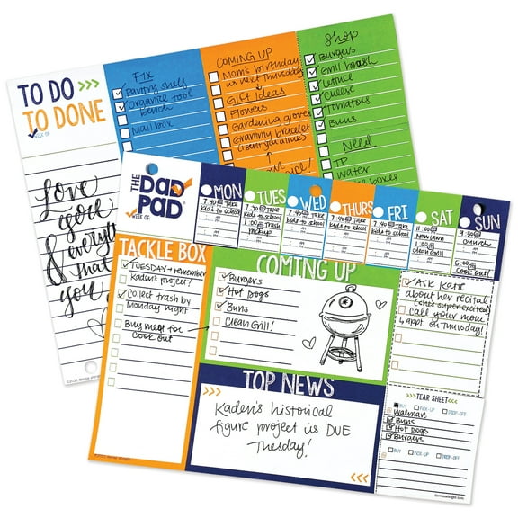 Dad Pad® Planner Pad, 52 Non-dated Weekly Pages plus 322 Planner Stickers (10" x 8")
