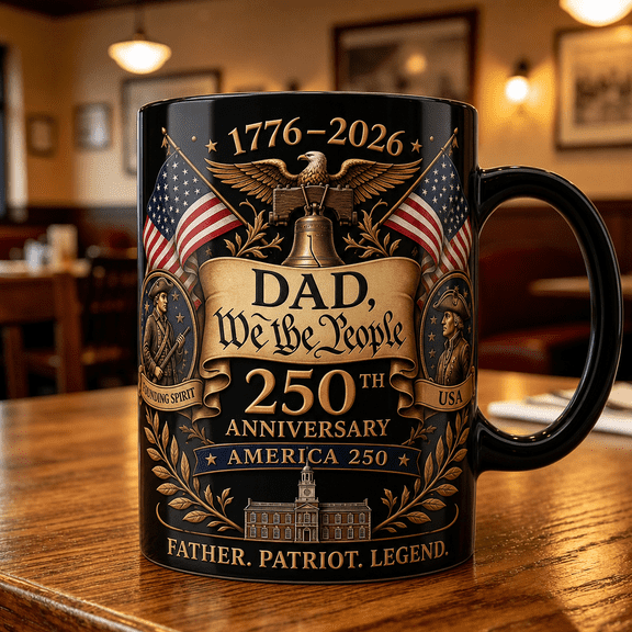 Dad Patriotic Mug, America 250 Father Gift, 250th Anniversary USA Coffee Cup