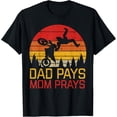 thumbnail image 1 of Dad Pays Mom Prays Dirt Bike Retro Motocross Boys Kids Funny Creative Graphic T-Shirt, 1 of 3