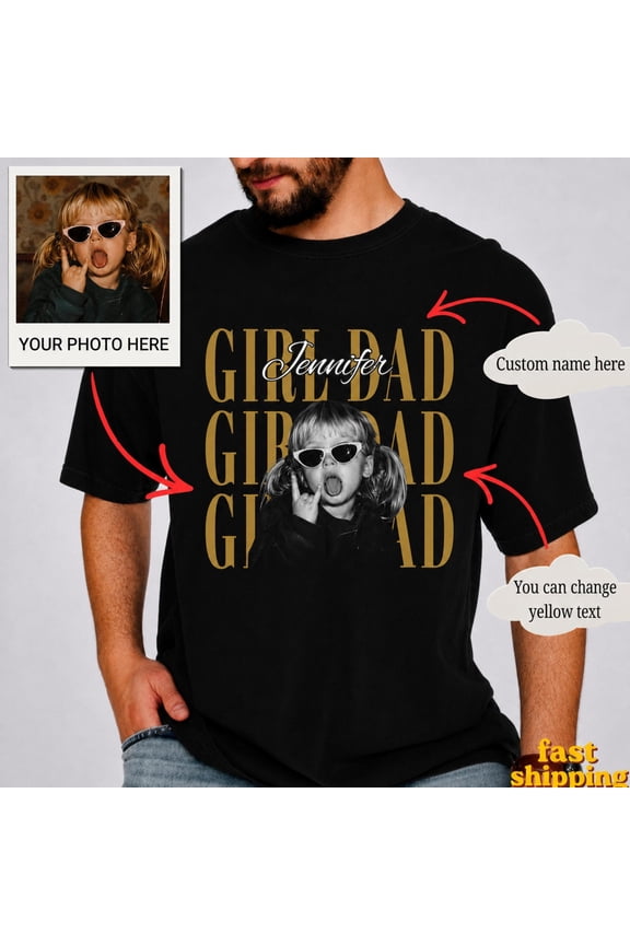 Dad Photo Shirt Custom Fathers Day Gift Best Dad Ever, ANANDHIS-Shirts