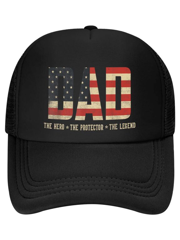 Dad Protector Hero Legend USA Flag Dad Father's Day Baseball Cap