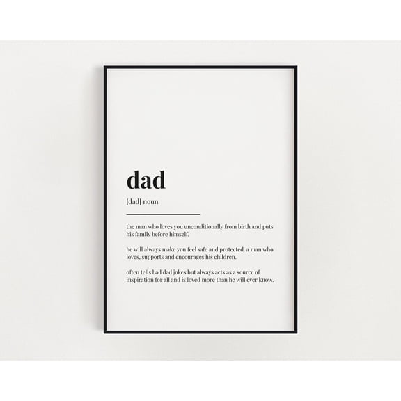 Dad Quote Art, Wall Art Print, Dad Gift, Dad Print, Definition Print, Quote Print Home Decor #3422, Stretched Canvas Size 16x24
