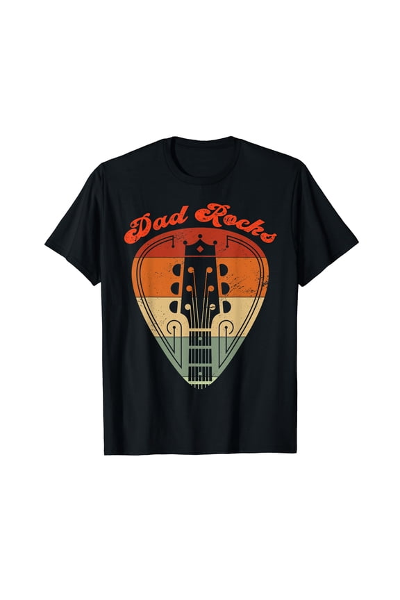 Dad Rocks Guitar Vintage Retro Father's Day Matching T-Shirt