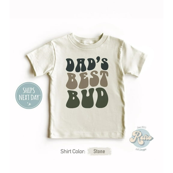 Dad'S Best Bud Shirt Fathers Day Kids Tee Boys Retro Natural Toddler Shirt Father'S Day Gift, New Born, Baby Shower Gift, New Parents Gift