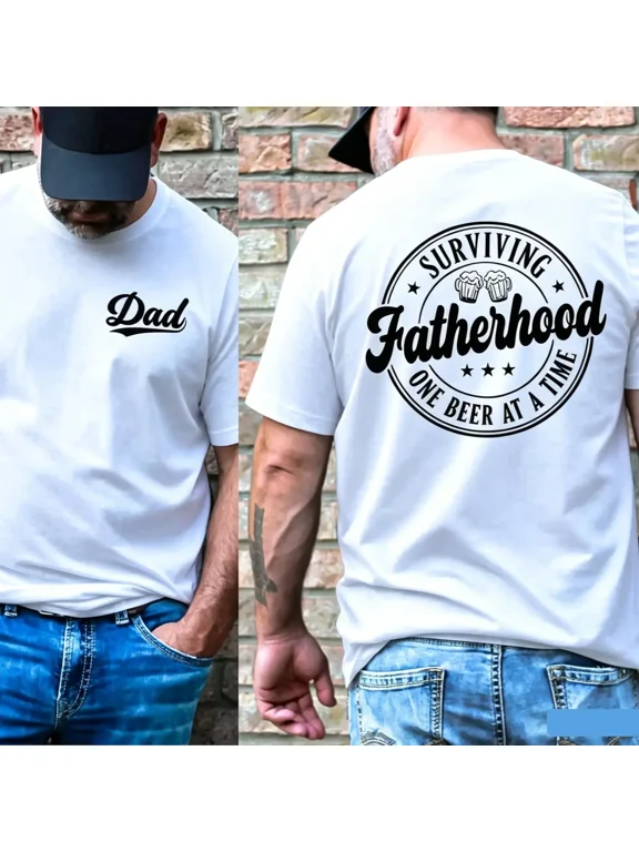 Dad Shirt, Surviving Fatherhood One At A Time Front And Back Shirt, Funny tshirt Loving Dad Gift