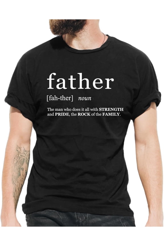 Dad Shirt for Men Father Definition Print Tshirt Short Sleeve Fathers Day T-Shirt Graphic Tee Tops Black Tee