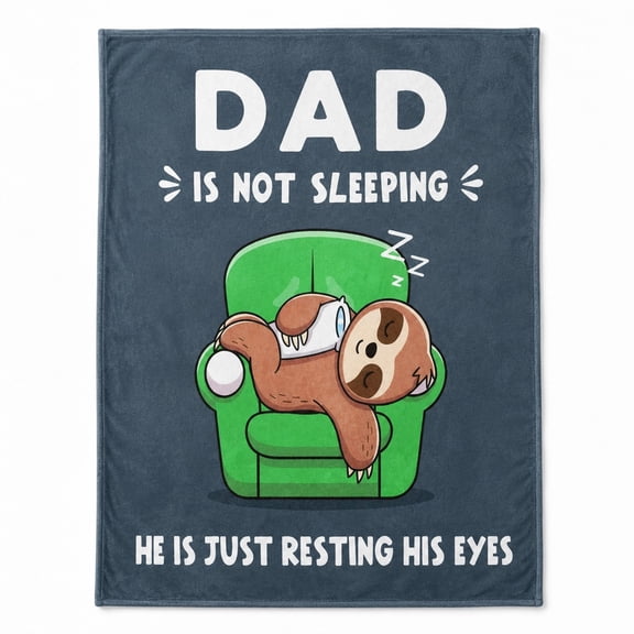 Dad Sloth Fleece Throw Blanket, Soft 280 GSM Polyester Blanket for Sofa, Couch or Travel