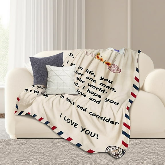 to My Dad Soft Flannel Blanket Father's Day Gift Birthday Gift, Dad Letter Throw Blanket 60 x 50 Inches Gifts for Dad, Blanket from Daughter Son, Sofa Bedroom Office Decor Blanket