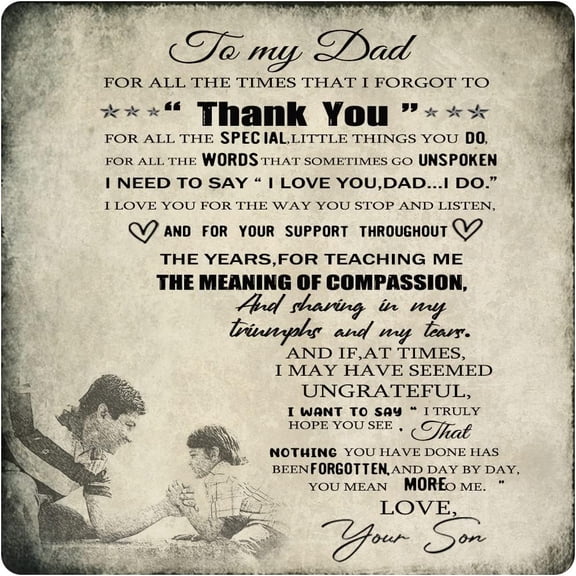 to My Dad from Son Metal Tin Sign,Birthday Gifts for Dad,Dad Gifts for Father, from Son,Inspirational Quote Sign for Home Office Bedroom Metal Sign Gift 12x12 Inches