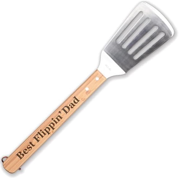 Dad Spatula - Best Flippin' Dad - Funny BBQ Grill Spatulas for Dads, Grandad - Sturdy Spatula with Laser-Engraved Bamboo Handle - Thoughtful Fathers Day BBQ Gifts$$Home Decor, Kitchen, & Other