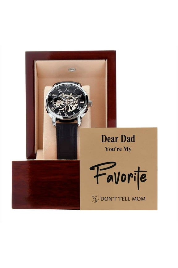 Dad Special Gift From Daughter Or Son, Watch for Dad, Father's Day Gift, Gift from Daughter, Gift from Son, Gift for Dad - Men's Openwork Watch - Mahogany Gift Box