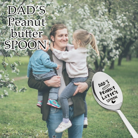 Dad Spoon Gifts from Daughter Son, Dad Christmas Birthday Gifts for Father Daddy Dad's Peanut Butter Spoon for Dad In Law Peanut Butter Lover Gifts for Father Funny Engraved Spoon for Dad Men