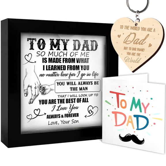 To My Dad Thank You Gifts from Daughter Son Wooden Frame Keepsake Birthday Fathers Day Appreciation Christmas Gifts for Daddy Papa Grandpa Thanksgiving Plaque Wall Art Home Table Decor HF434
