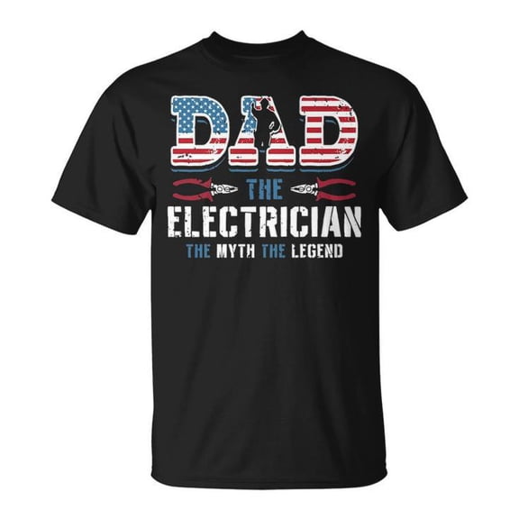 Dad The Electrician The Myth The Legend Vintage Cotton Tee for Unisex Adults – Father’s Day Gift T-Shirt for Casual Wear, Size 4XL, Color Black