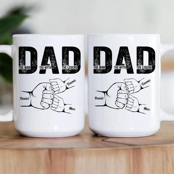 Dad The Man The Myth The Legend Fist Bump Mug, Bekilab, 11oz 15oz Mug