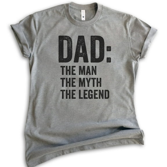 Dad: The Man The Myth The Legend Shirt, Unisex Men's Shirt, Cool Dad Shirt, Father's Day Shirt, Dark Heather Gray, Medium