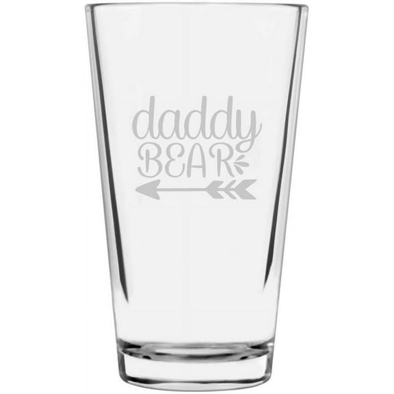 Dad Themed Daddy Bear Etched All Purpose 16oz Libbey Pint Glass