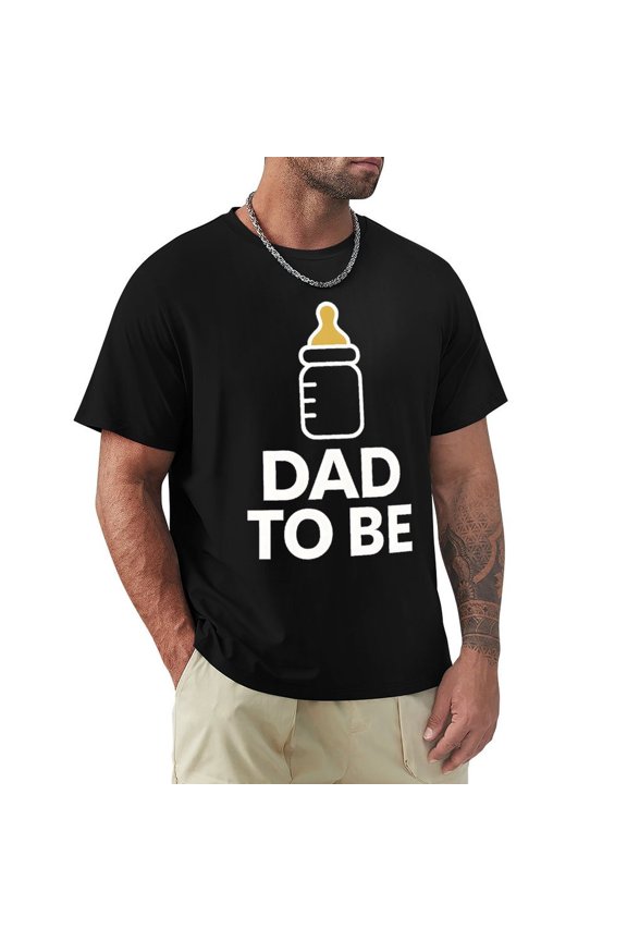 Dad To Be Men's HD Print Classic Short Sleeve T-Shirts Black Medium