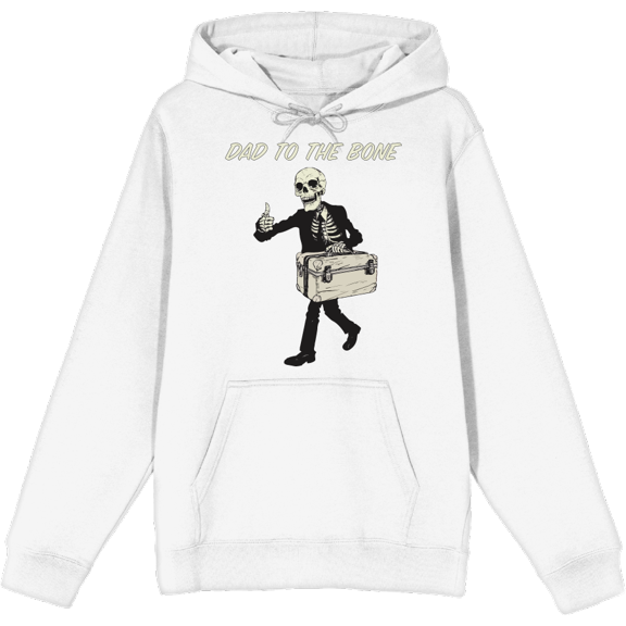 Dad To The Bone Dad Joke for Father's Day Adult White Long Sleeve Hoodie-Large