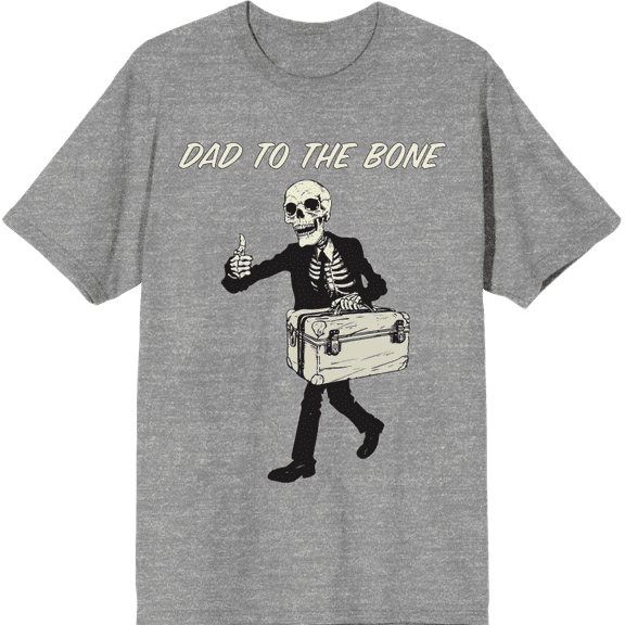Dad To The Bone Dad Joke for Father's Day Men's Heather Gray Crew Neck Short Sleeve Tee-Medium