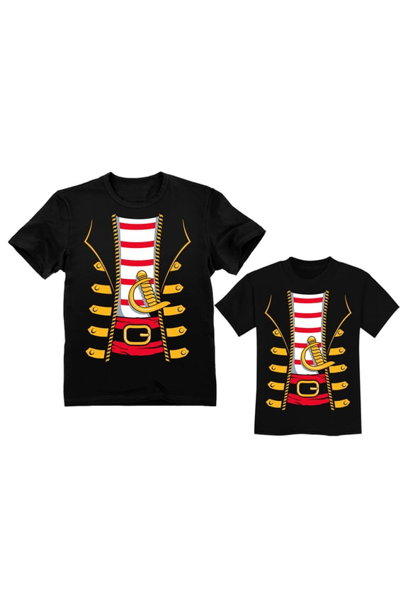 Dad Toddler Pirates Halloween Costume Matching Set Buccaneer Father Child Shirt Men Black Large / Toddler Black 2T
