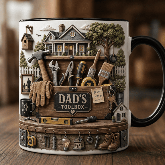 Dad Toolbox Mug, Personalized Coffee Cup for Father, Family Home Gift for Dad