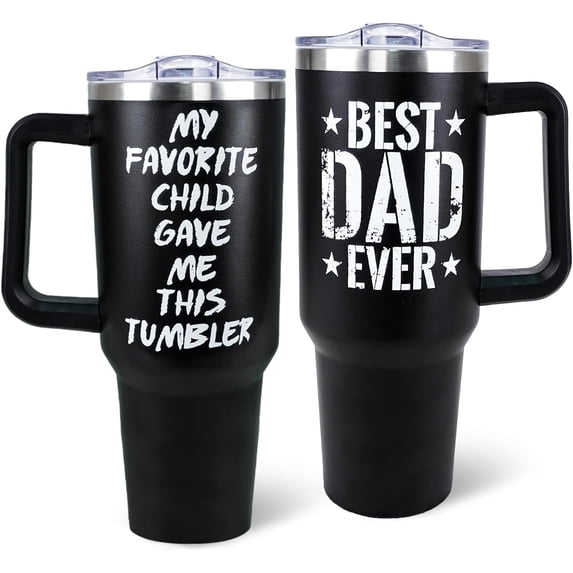 Dad Tumbler Best Dad Ever Gifts Birthday Gift for Dad From Son Daughter-40 Oz Tumbler With Handle And Straw