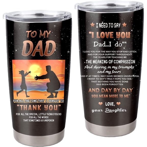 To My Dad Tumbler, Pretty Dad Gift from Daughter Insulated Travel Mug To My Dad Your Little Girl Stainless Steel Tumbler Cup With Lid 20oz Worlds Best Dad Gifts on Fathers Day Birthday Christmas