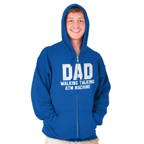 Dad Walking Talking ATM Machine Funny Men's Big & Tall Graphic Zip Up Hoodie Brisco Brands 5X