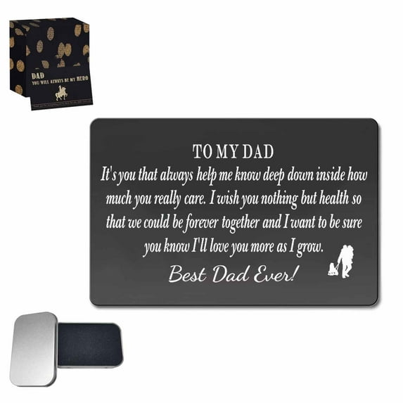 Dad Wallet Card Father's Day Gifts from Son Daughter Metal Engraved Wallet Card Inserts Birthday Christmas Presents for Papa Daddy-TO MY DAD Black 09
