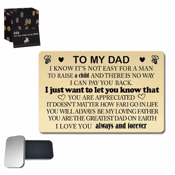 Dad Wallet Card Father's Day Gifts from Son Daughter Metal Engraved Wallet Card Inserts Birthday Christmas Presents for Papa Daddy-TO MY DAD Gold 08