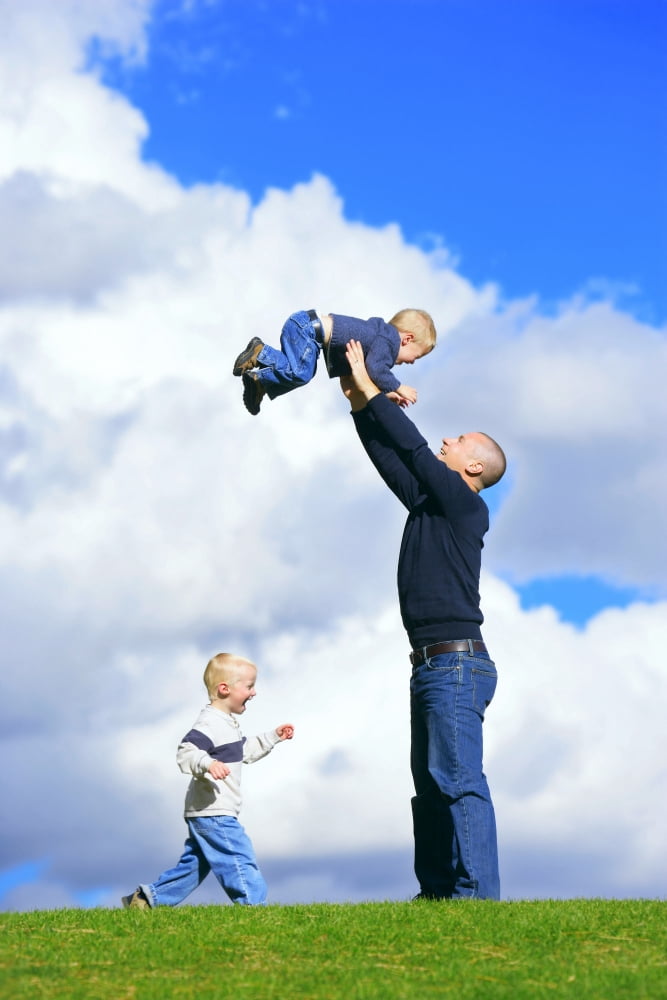 Dad With Sons Canvas Art - Don Hammond Design Pics (22 x 34)