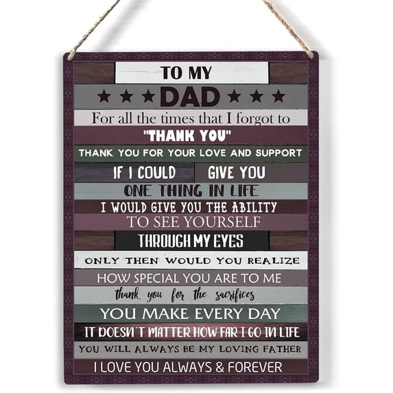Dad Wood Sign You will Always Be My Loving Father Wooden Signs Rustic Hanging Plaque Home Wall Art 8x10, Perfect Father Sign Wall Decor for Home Bedroom