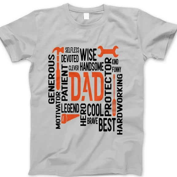 Dad Word Art T-Shirt – Toolbox Tools Graphic Tee with Motivational Words, Father’s Day Gift Shirt for Handy Dad, Cool Construction-Themed Dad Shirt