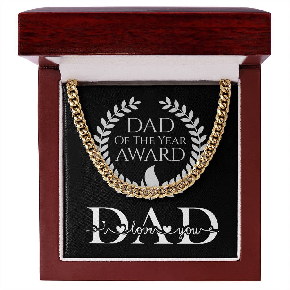 Dad of the Year Award Dad I Love You Adjustable Link Chain in Silver or ...