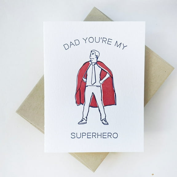 Dad You're My Superhero Greeting Card Perfect for Father's Day, Birthdays, or Just Because Envelope Included, Blank Inside for Personal Messages