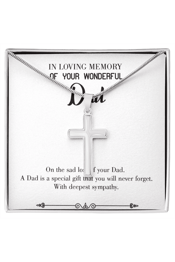 Dad a Special Dad Memorial Dad Memorial Cross Necklace Sympathy Loss of Father Condolence Message Card