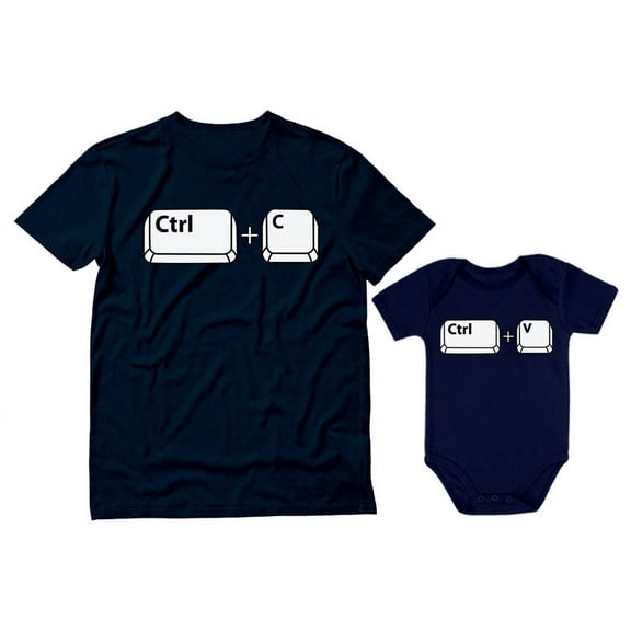 Dad and Baby Matching Outfits Copy Paste Men Shirt Girl Boy Baby Bodysuit Set Dad Navy Large / Baby Navy 24M (18-24M)