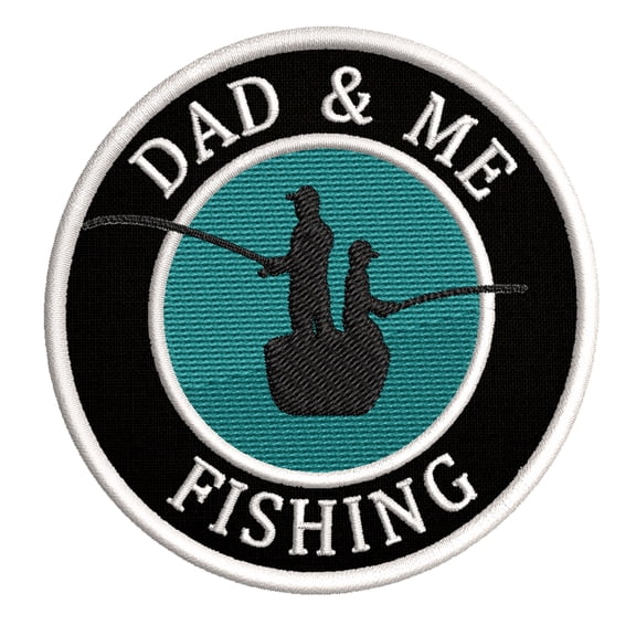 Dad and Me Father and Son Fishing 3.5" Iron/Sew On Decorative Patch Travel Souvenir