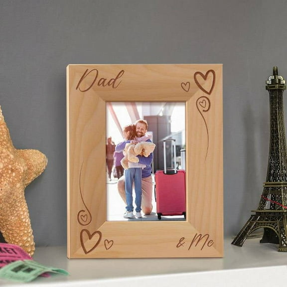 Dad and Me Personalized Wooden Picture Frame 3 1/2" x 5" Brown (Vertical)